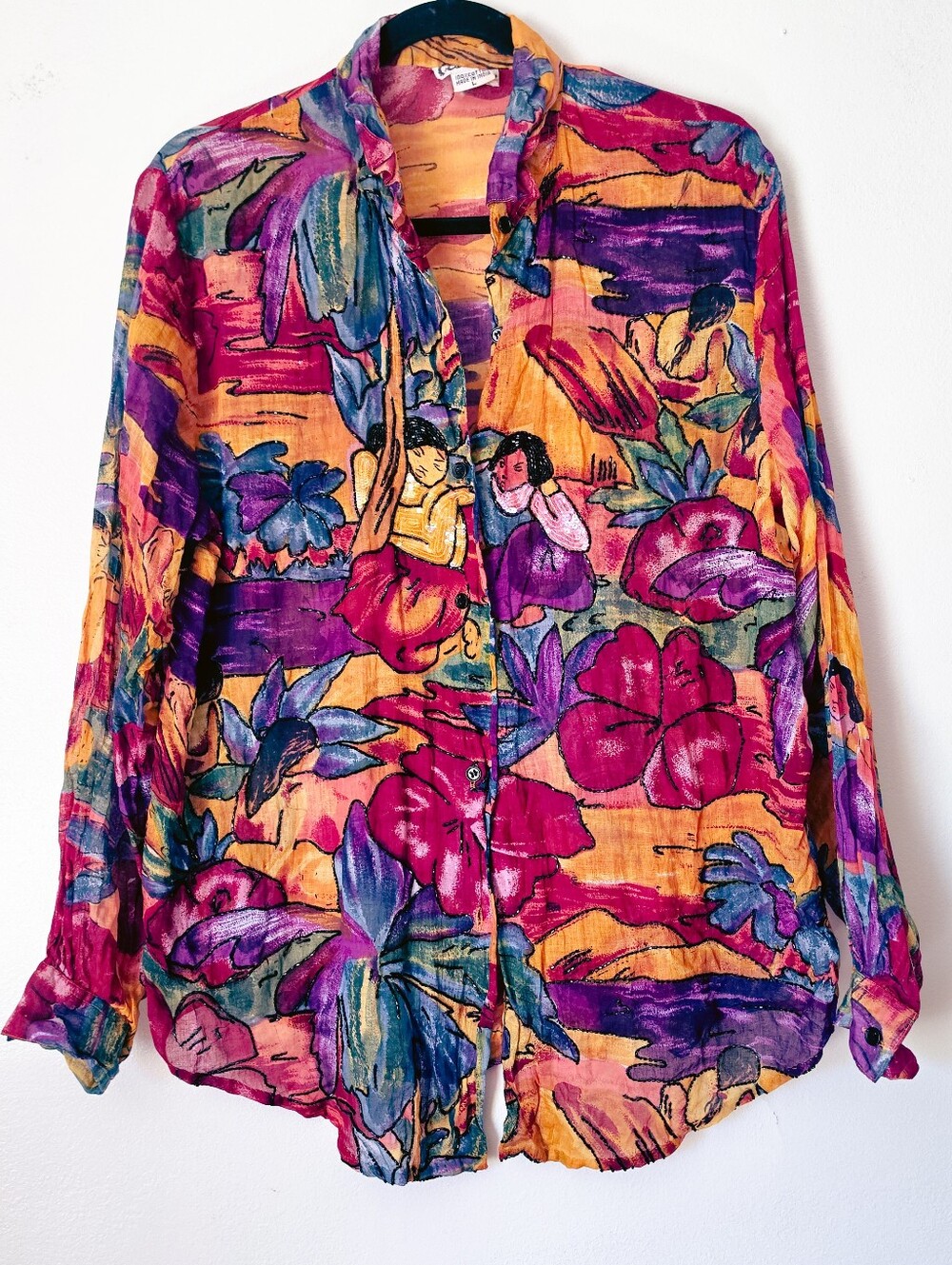 Vintage Tropical Button-Up Shirt